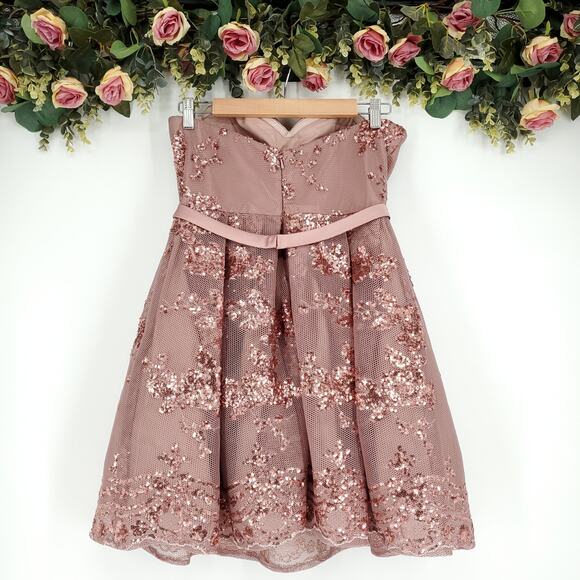 Alyce Paris Strapless Sequined Dress in Rosewood Size 10 - Picture 2 of 14